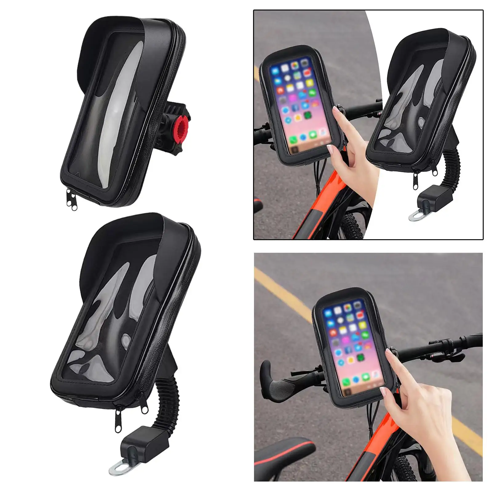 Soporte para teléfono de motocicleta, bolsa impermeable con rotación de 360 grados para teléfonos de menos de 6,4 pulgadas, soporte para teléfono inteligente, soporte para teléfono móvil para bicicleta