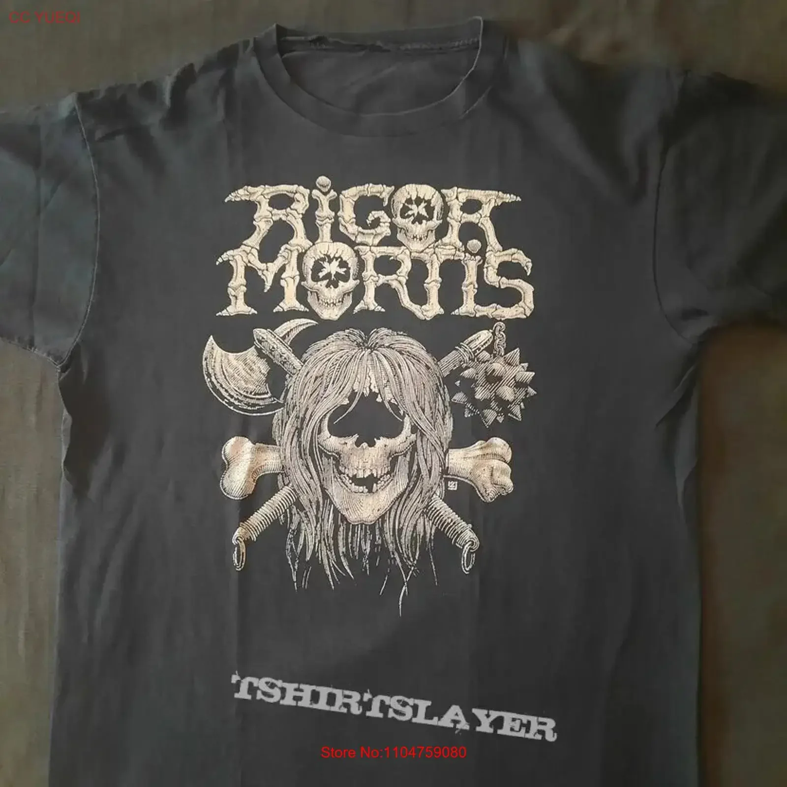 Vintage 90's Rigor Mortis black shirt unisex classic S 5XL QT1869 vintage Washed Slightly streetwear Casual