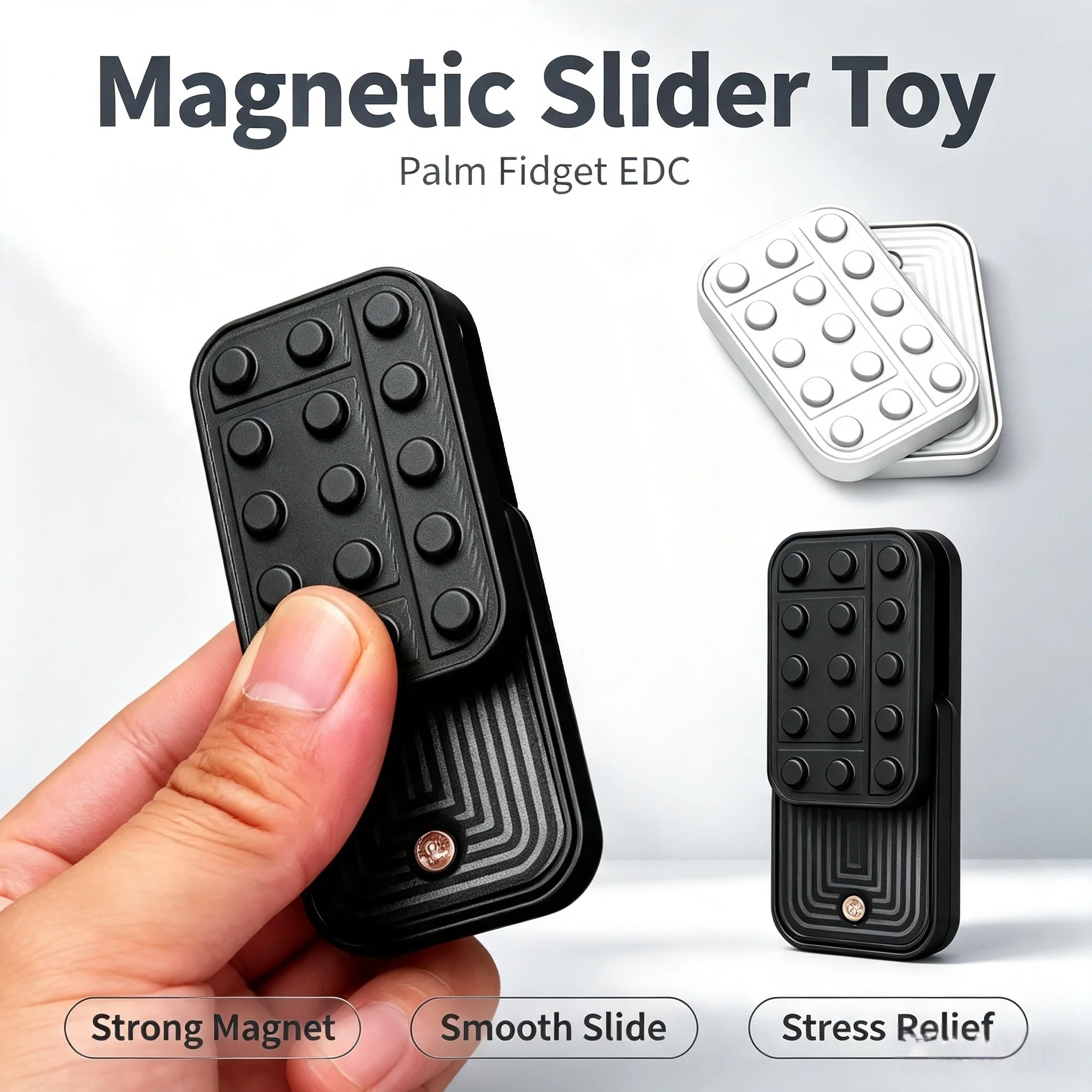 Metal Fidget Slider Push Block Strong Magnetic Haptic Sensory Stress Relief EDC Toy ADHD Autism Focus Adult Desk Gift For Adults