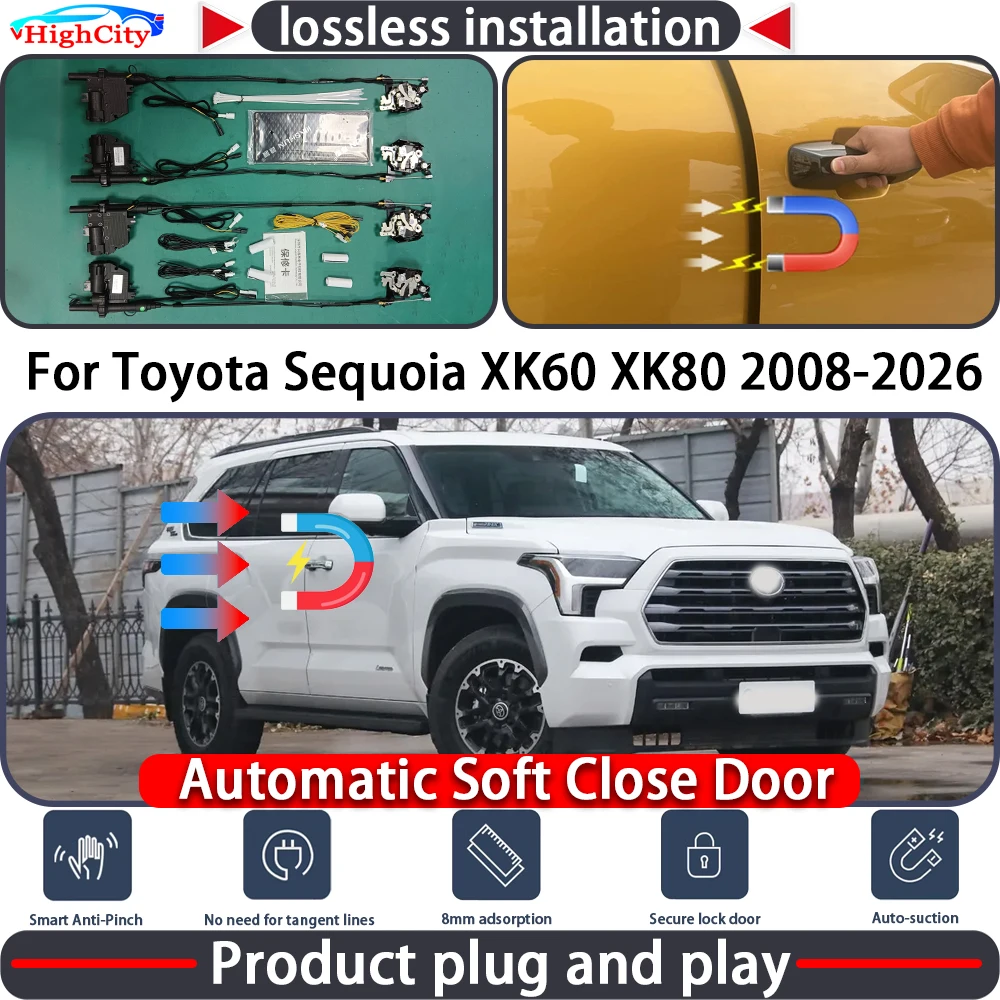 

HighCity Closing Door Lock Actuator for Toyota Sequoia XK60 XK80 2008-2026 Soft Close Power Latch System Auto Pull Door Kit