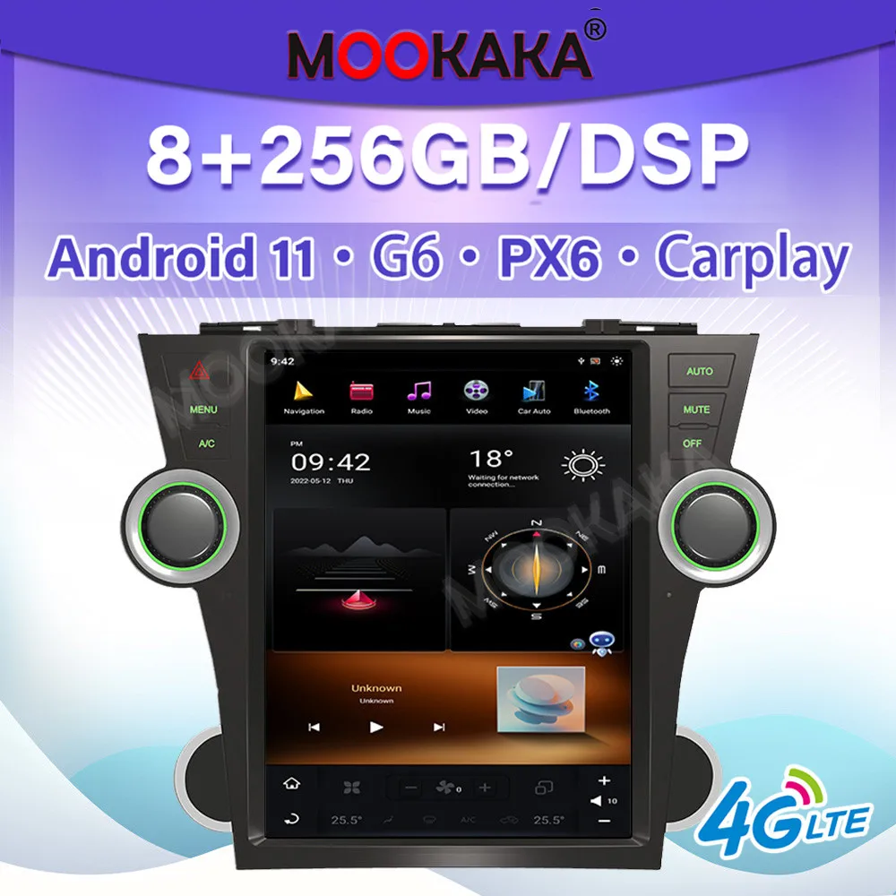 12.1'' Car Radio For Toyota Highlander 2009-2013 Carplay Android Auto Multimedia Player GPS Navigation Head Unit Stereo Screen