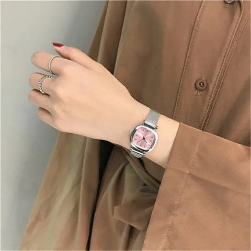Compact Retro Art Women's Square Watch 2025 New Style Simple Design Steel Mesh Strap Customizable Fashion Accessory