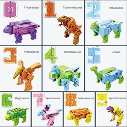 20PCS Assemble Number Robots Transformation Dinosaur Toys Action Figure Deformation Toy for Boy Baby Kid Toddler Building  Block