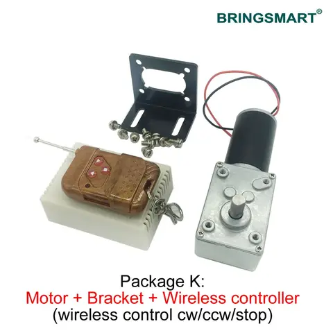 Bringsmart A58SW31ZY 24 V DC Kits de moteur à engrenages à vis sans fin support contrôleur de vitesse alimentation de moteur à courant continu engrenages métalliques 12 volts autobloquant