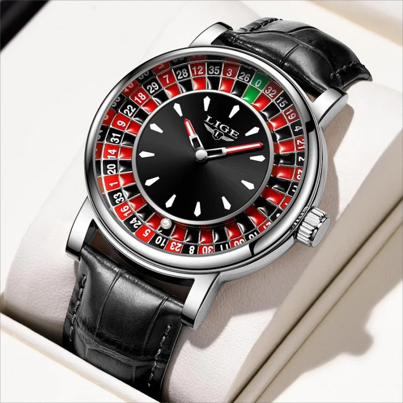 

UTHAI CQ390 Fashionable Roulette Men watch Trendy Night Light Waterproof Quartz Watch Light Luxury Clock Gift，watches for man