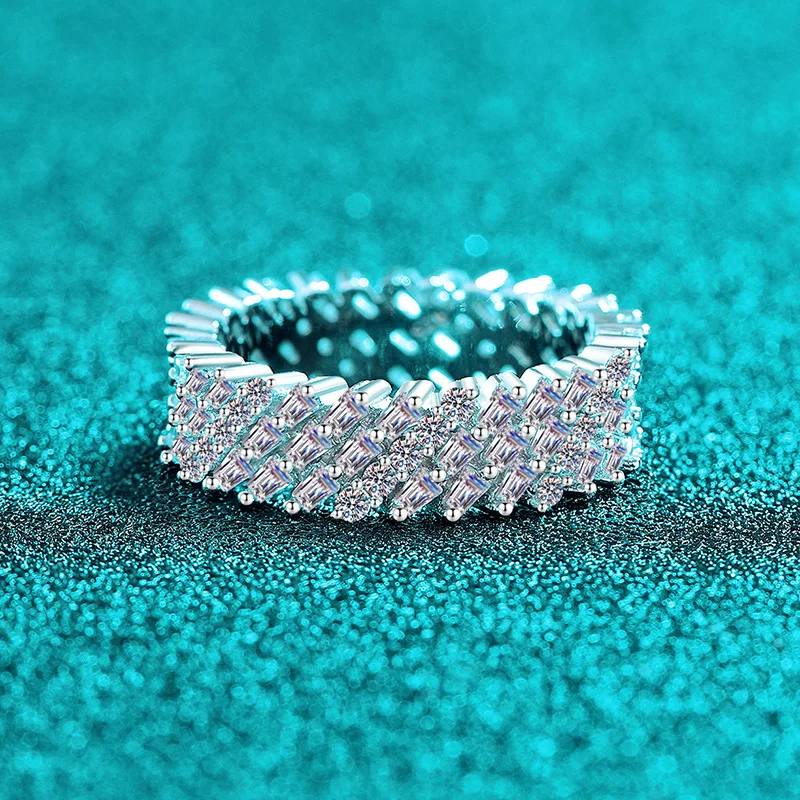 

Женское кольцо PT950 с платиновым муассанитом, 2,8 карата, индивидуальное трендовое кольцо с большим рядом, роскошное изысканное подходящее кольцо