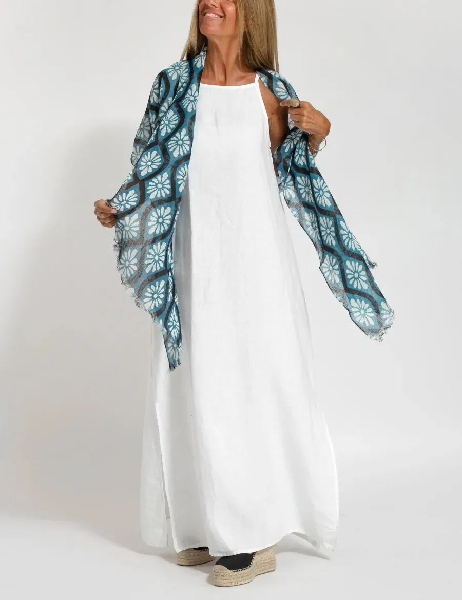 Wihte bawełniane lniane sukienki dla kobiet moda na co dzień sukienka z rozcięciem na ramiączkach solidne długie sukienki Boho Vestidos Verano Moda 2025