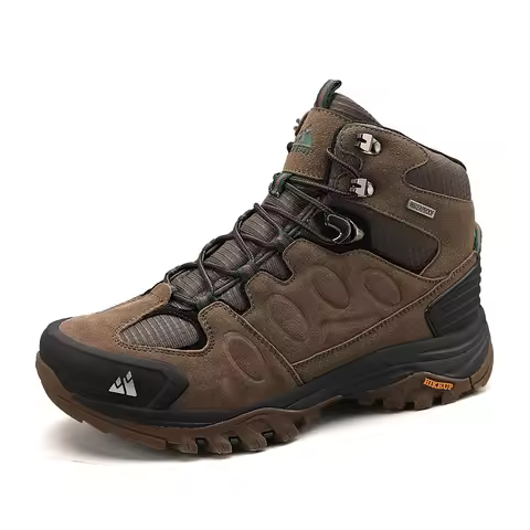 HIKEUP Winter Boot Men Outdoor Hiking Boots Suede High Top Trekking Men Shoes Rainproof Tactical Combat Military Boots