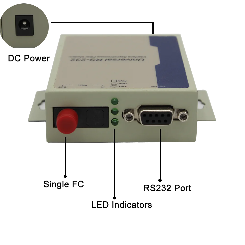 الصناعية RS485/RS422/RS232 إلى محول الألياف البسيط أحادي الوضع، 1310nm / 1550nm 20 كجم مودم الألياف الضوئية