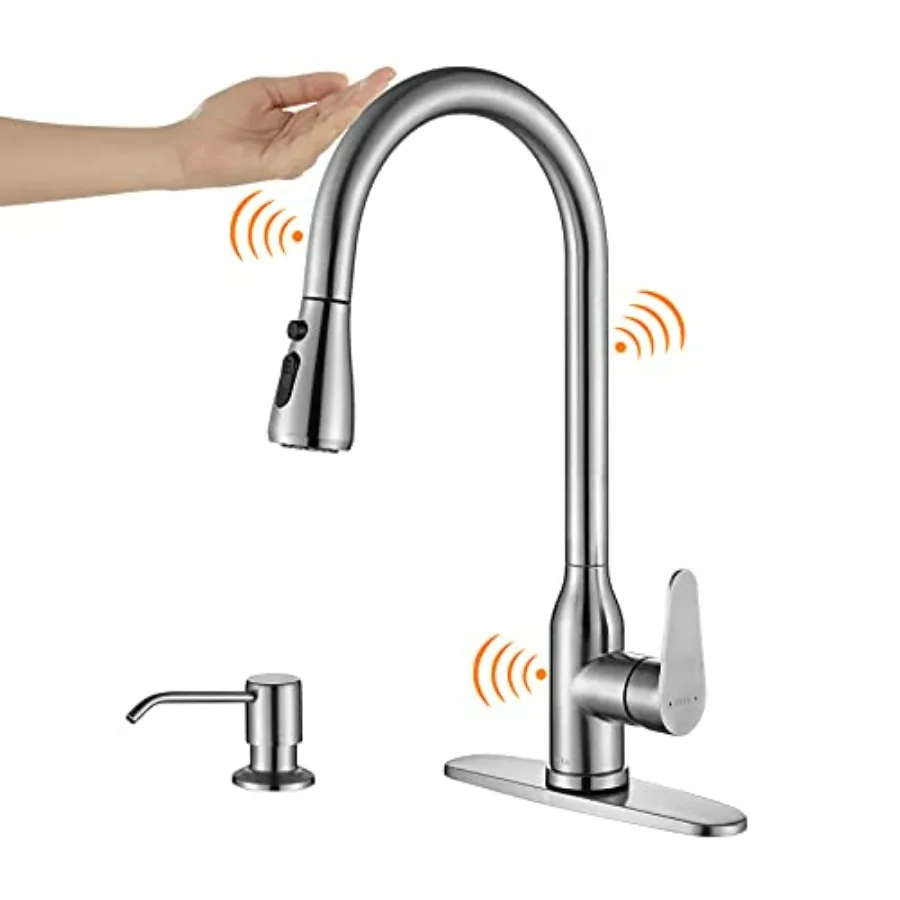 

Touch Kitchen Faucet Smart Kitchen Sink Faucet with Pull Down Sprayer Touch on Activated Kitchen Bar Sink Faucet Brushed Nickel