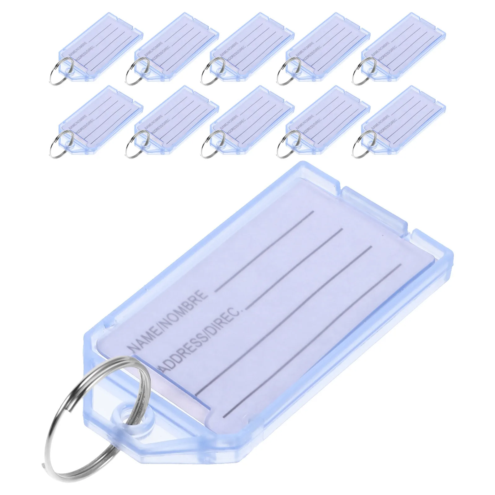 30Pcs Plastic Key Tags Clear Flip Cover Key Identifiers Labels for Home Office Travel Luggage Utility Keychain