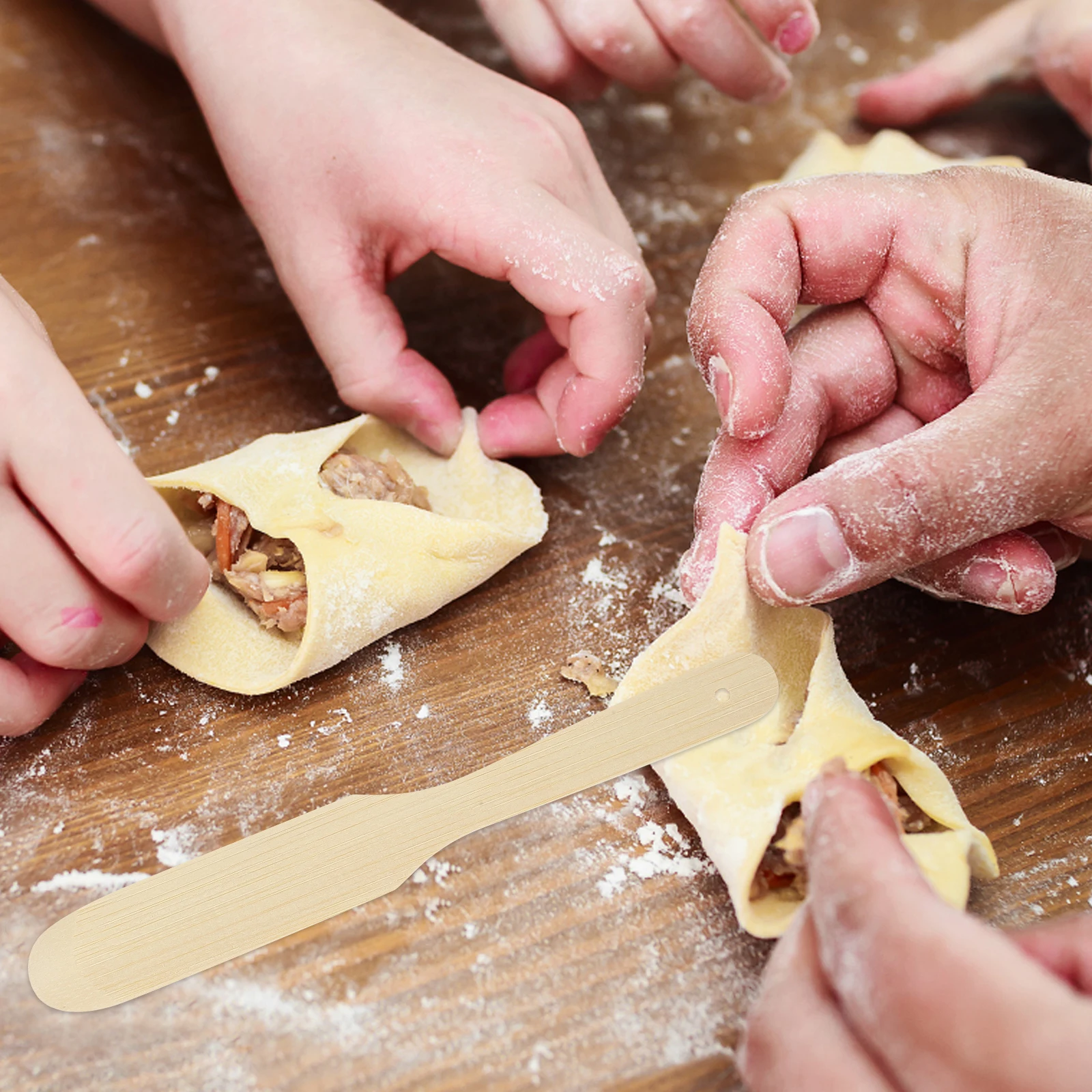 

8pcs Bamboo Stuffing Spoons Wonton Making Tools Fillings Spoons Kitchen Gadgets Long Lasting Practical Material
