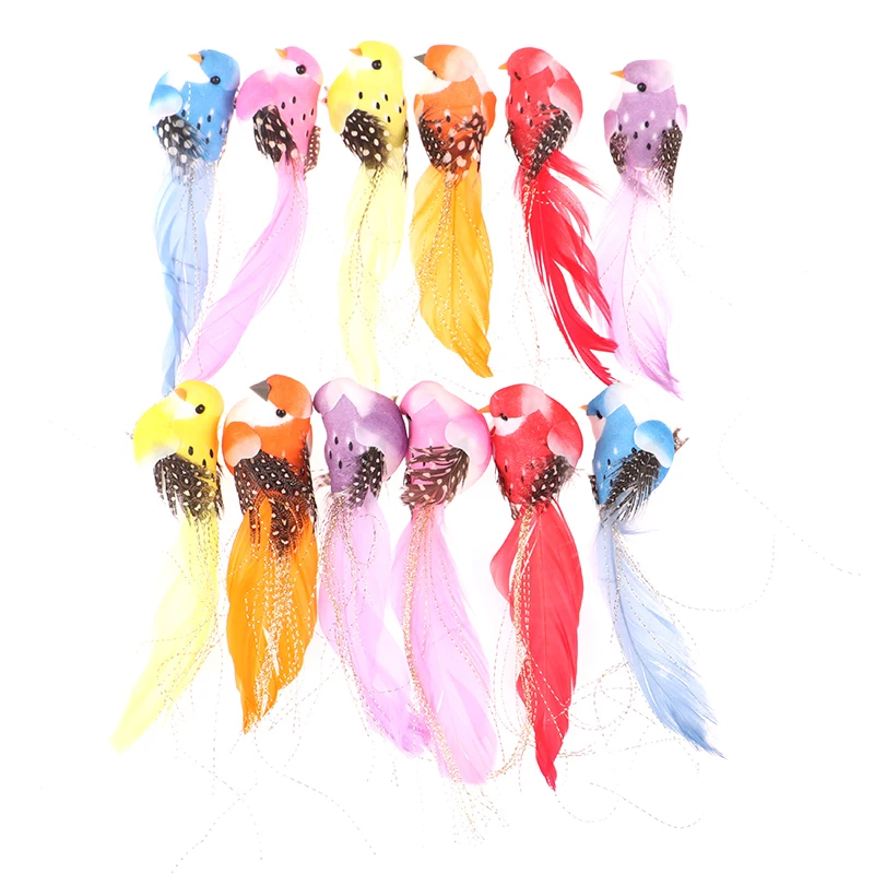 1pc Simulation Feather Birds with Clips for Garden Lawn Tree Decor Handicraft Red Birds Figurines Christmas Home Decoration