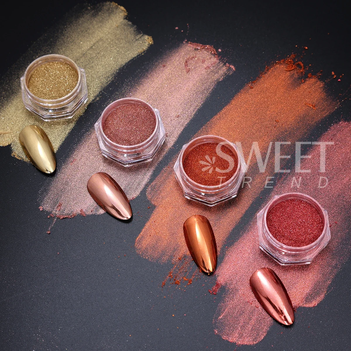 24 Uds. De pigmento colorido Y2K con purpurina para uñas, pigmento dorado, plateado, rosa, Metal cromado, polvo para frotar, abalorio DIY, polvo de decoración para manicura Flash