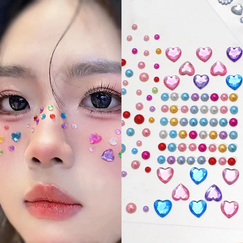 

Face Gem Sticker 5D Colorful Rhinestone Tattoo Eyeshadow Stickers For Festival Nail Body Makeup Bling Jewel DIY Decor