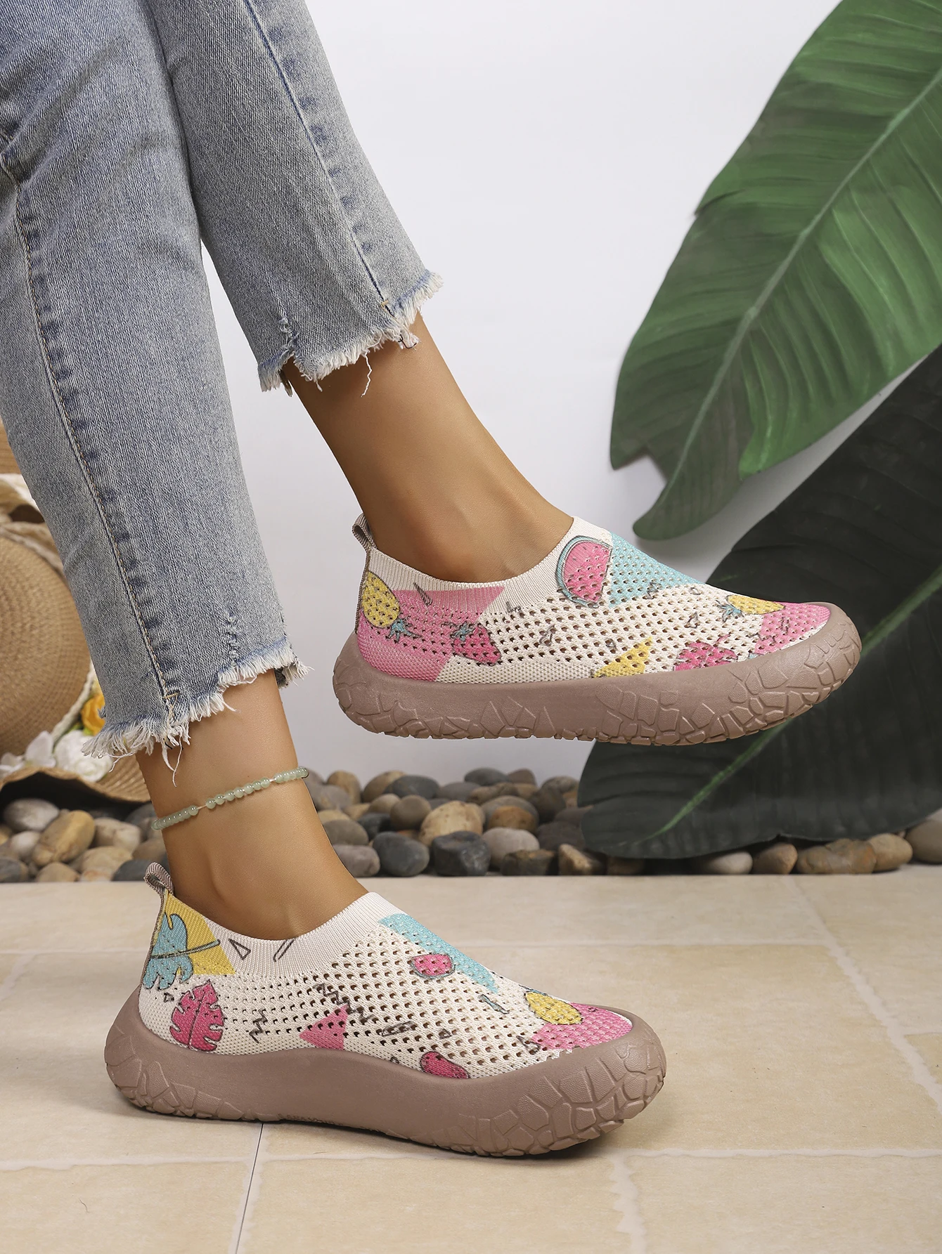 2026 Frühling Herbst Damen Slip-On Sneaker mit Sonnenblumenmuster, Leichte Atmungsaktive Rutschfeste Mesh-Herbst-Wanderschuhe, Park-Light-Wanderschuhe – Detail 4