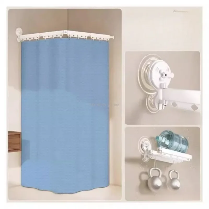 

Solid Color Foldable Shower Curtain Waterproof Bath Room Partition Shower Curtain Wet Dry Separation Suction Cup Bathroom Decor