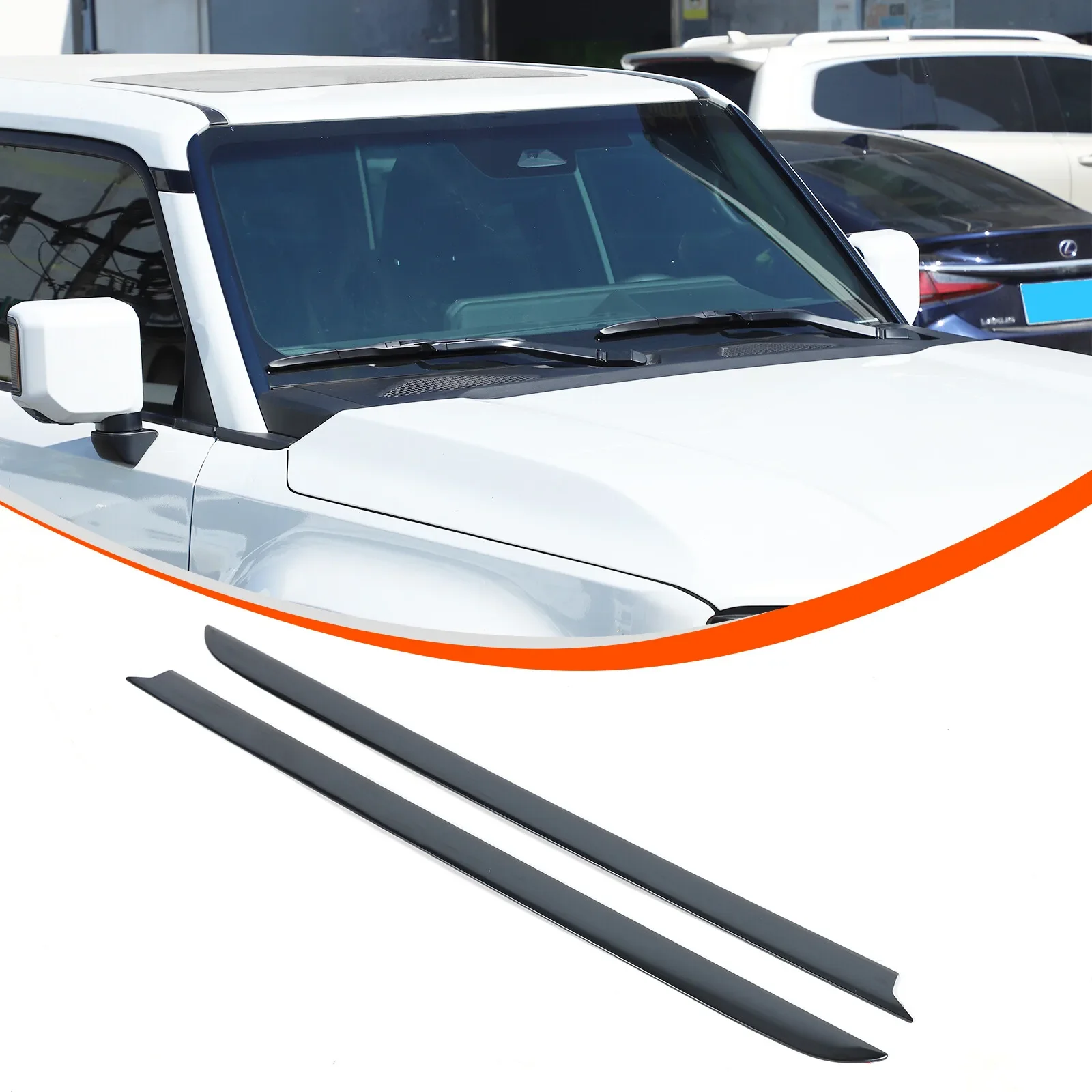 

2PCS Stainless Steel Car Front Windshield Side Trim Strip For Toyota Land Cruiser LC250 2024-2025 Protection Kit Accessories