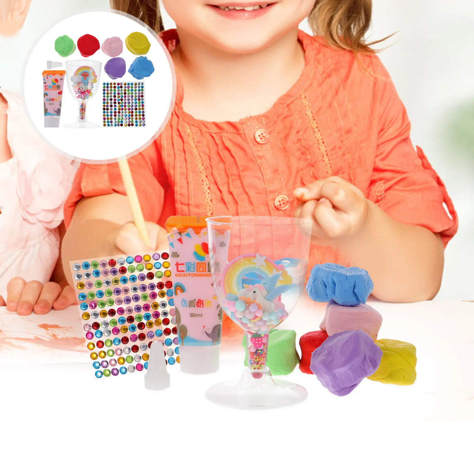 Kit de Argila para Modelagem em Forma de Copo de Sorvete, Material DIY para Artes Manuais Educacionais para Crianças, Brinquedos Feitos à Mão