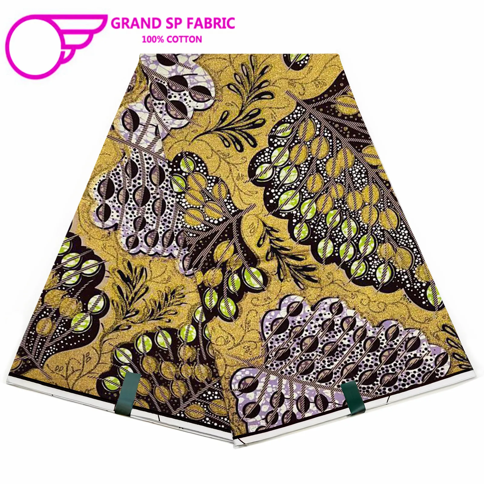 Grand Super Fabric 100% Cotton African Wax Fabric High Quality Wax Print Ankara Fabric For Sewing 6yards Women Fabric VL-21