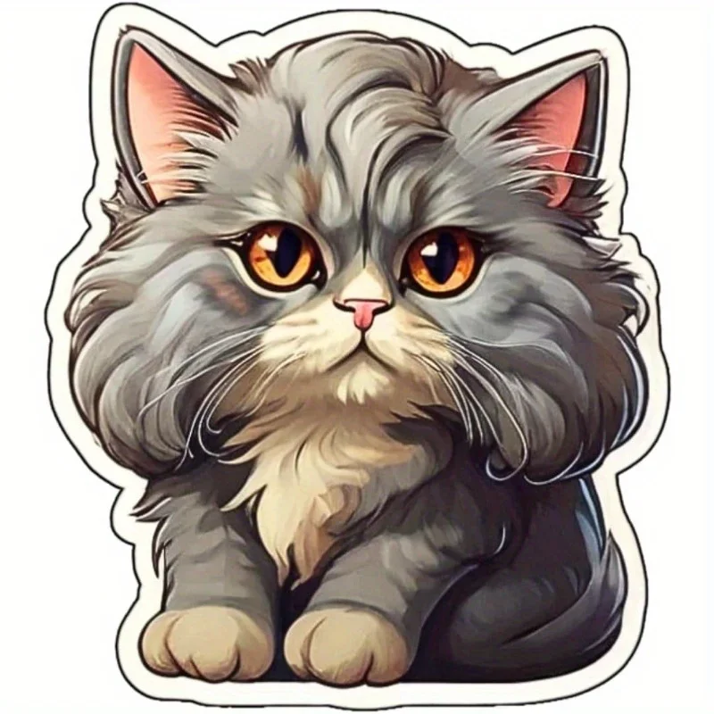 4PCS/SET  Cute Fluffy Grey Cat Sticker, Creative for Laptops, Water Bottles, Phone Cases & More