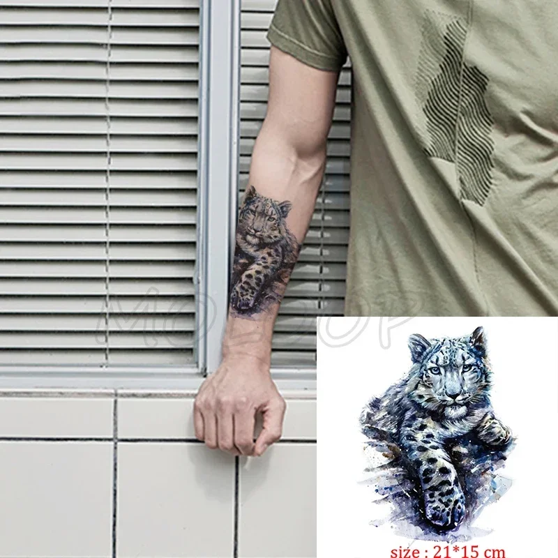 Temporary fake tattoo leopard large panther waterproof tatoo sticker big cat animal body art flash tatto for man girl kid boy