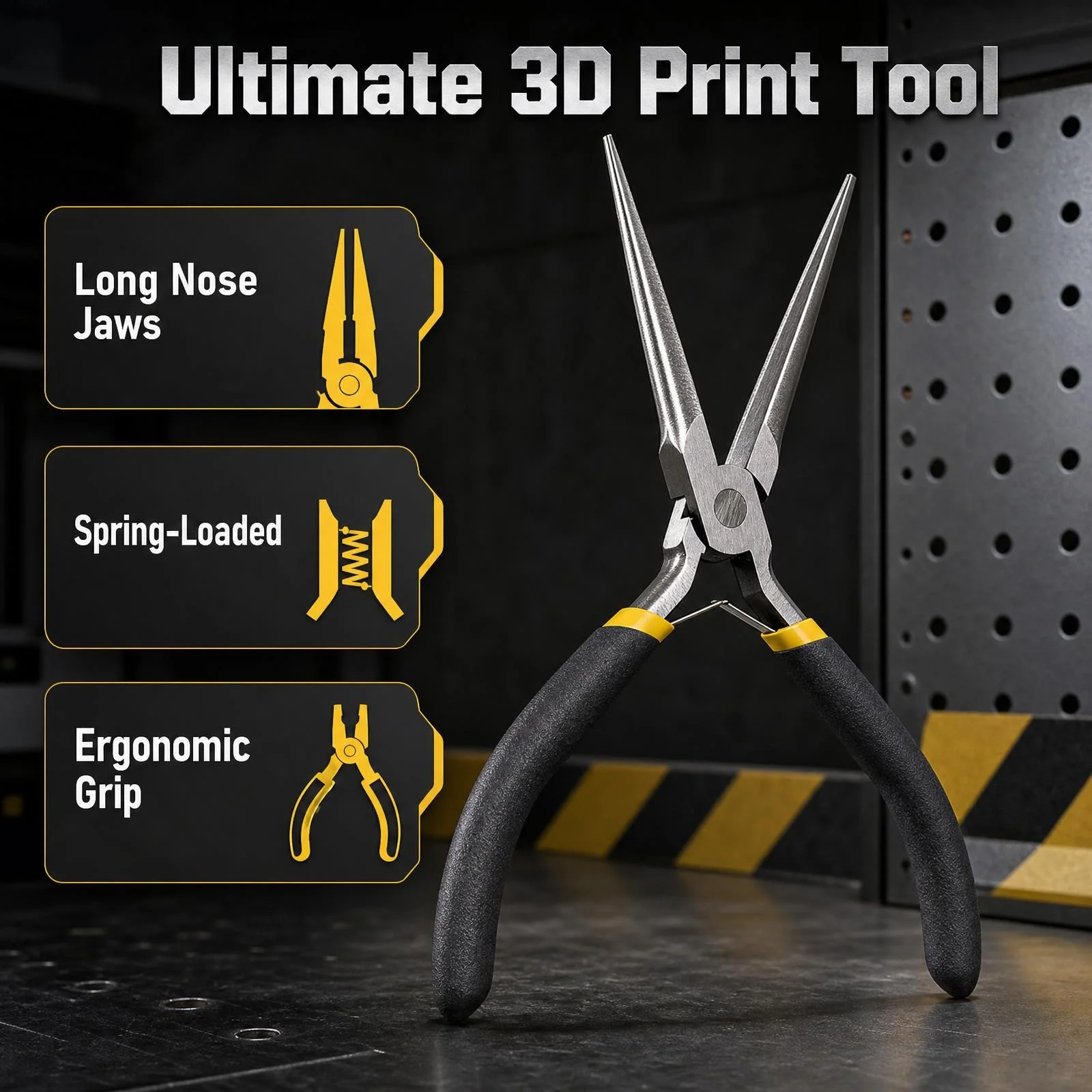 3D Printer Support Removal Pliers,3D Model Tools,Long Nose Plier,Spring Loaded Needle Nose Pliers, Anti-Slip Handle