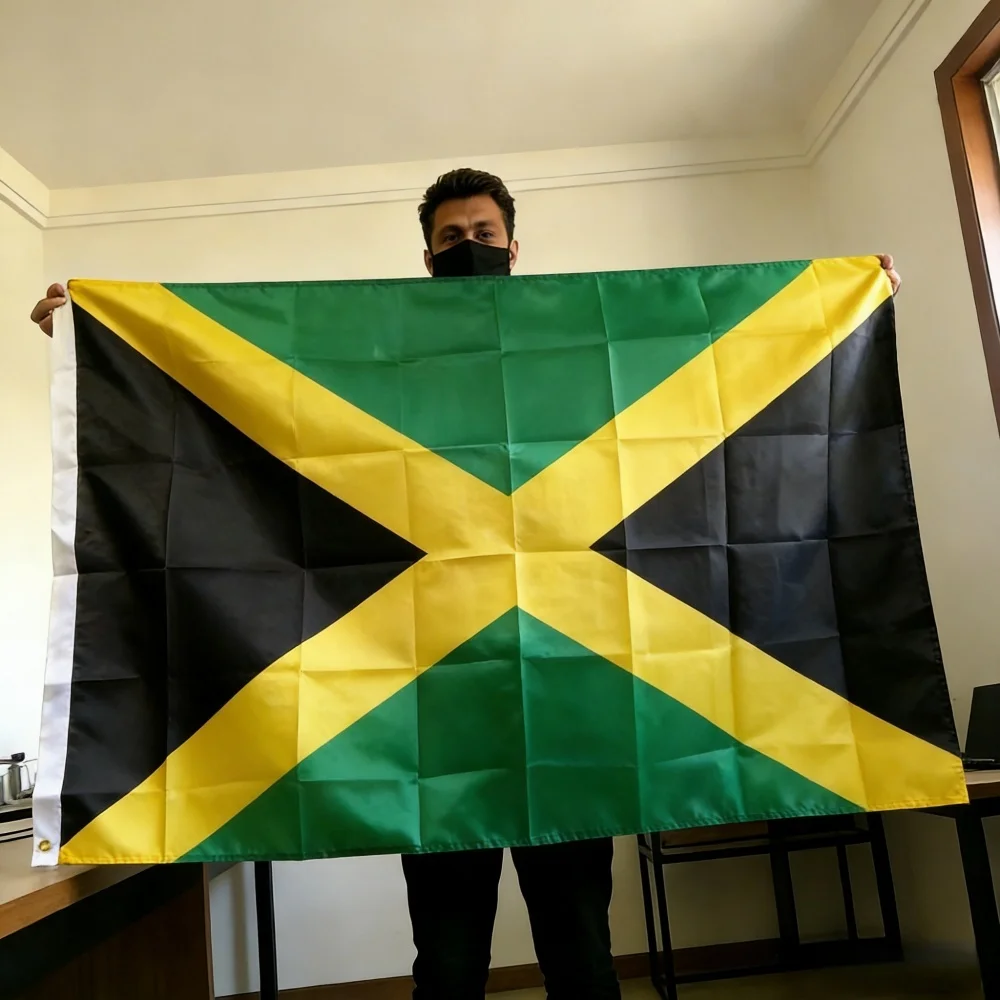 Jamaica Flag 150x90cm 3x5 FT Jamaican National Flag Black Green Yellow Cross Polyester Double Stitched Outdoor Indoor Decoration