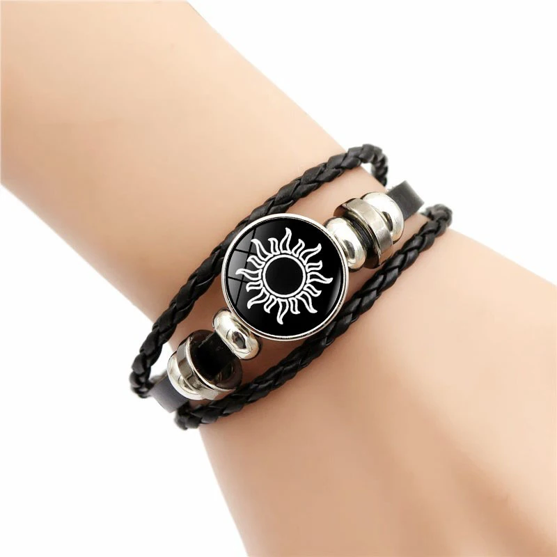 Neue 2-teilige Leuchtende Paar-Armbänder Sonne Mond Verstellbare Schwarze Geflochtene Armbänder Freundschafts-Mode Romantischer Schmuck Geburtstagsgeschenke