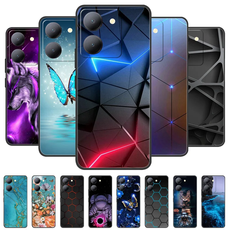 For Vivo Y36 5G Case Black Cover Shockproof Silicone Soft Back Cases For Vivo Y36 4G V2247 Phone Case Y 36 5G Lion Wolf Shell