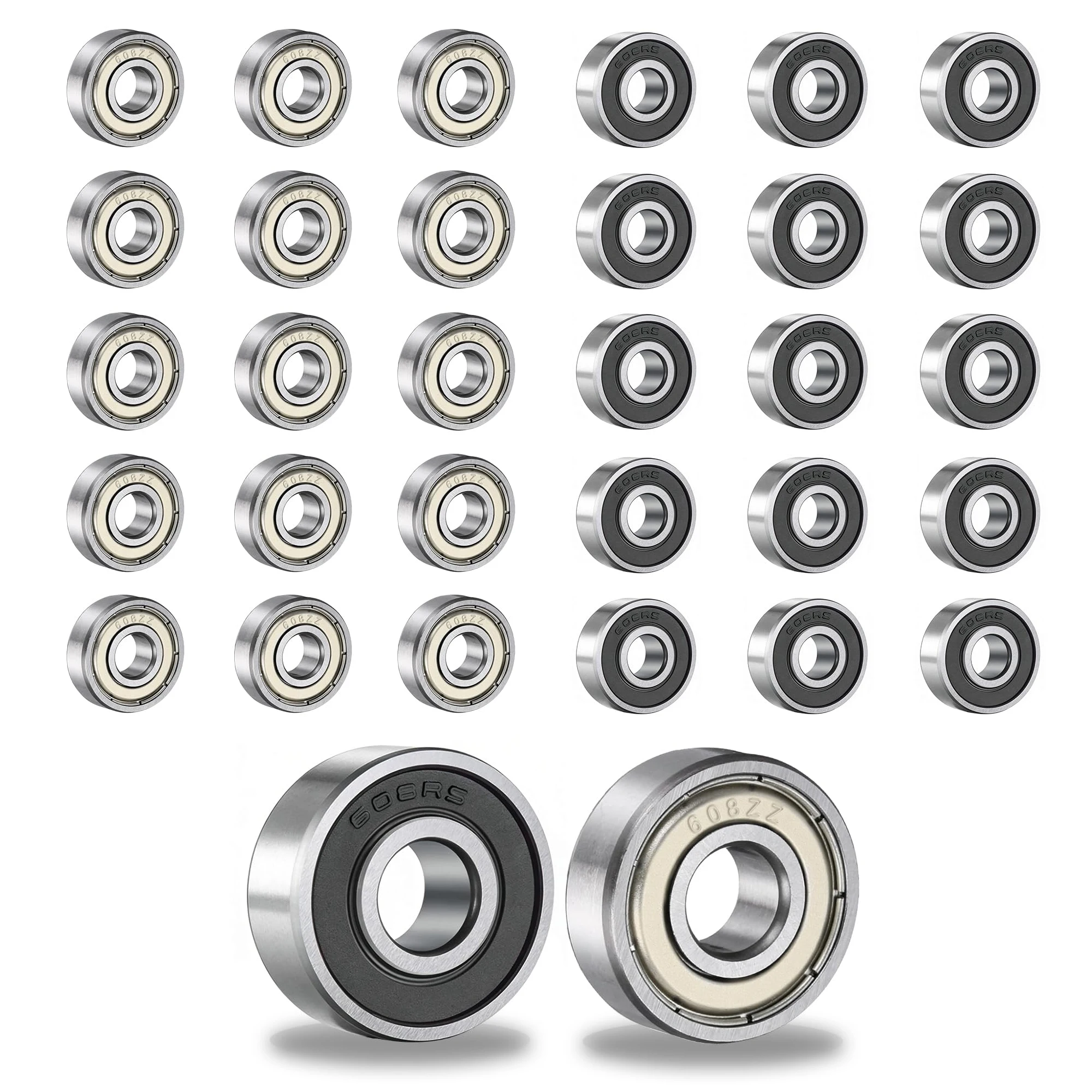 6/12/20 Stück 608RS/608ZZ Lager, langlebige Kugellager aus Kohlenstoffstahl für Skateboards, Longboards, Inline-Skates, Rollschuhe – Detail 1