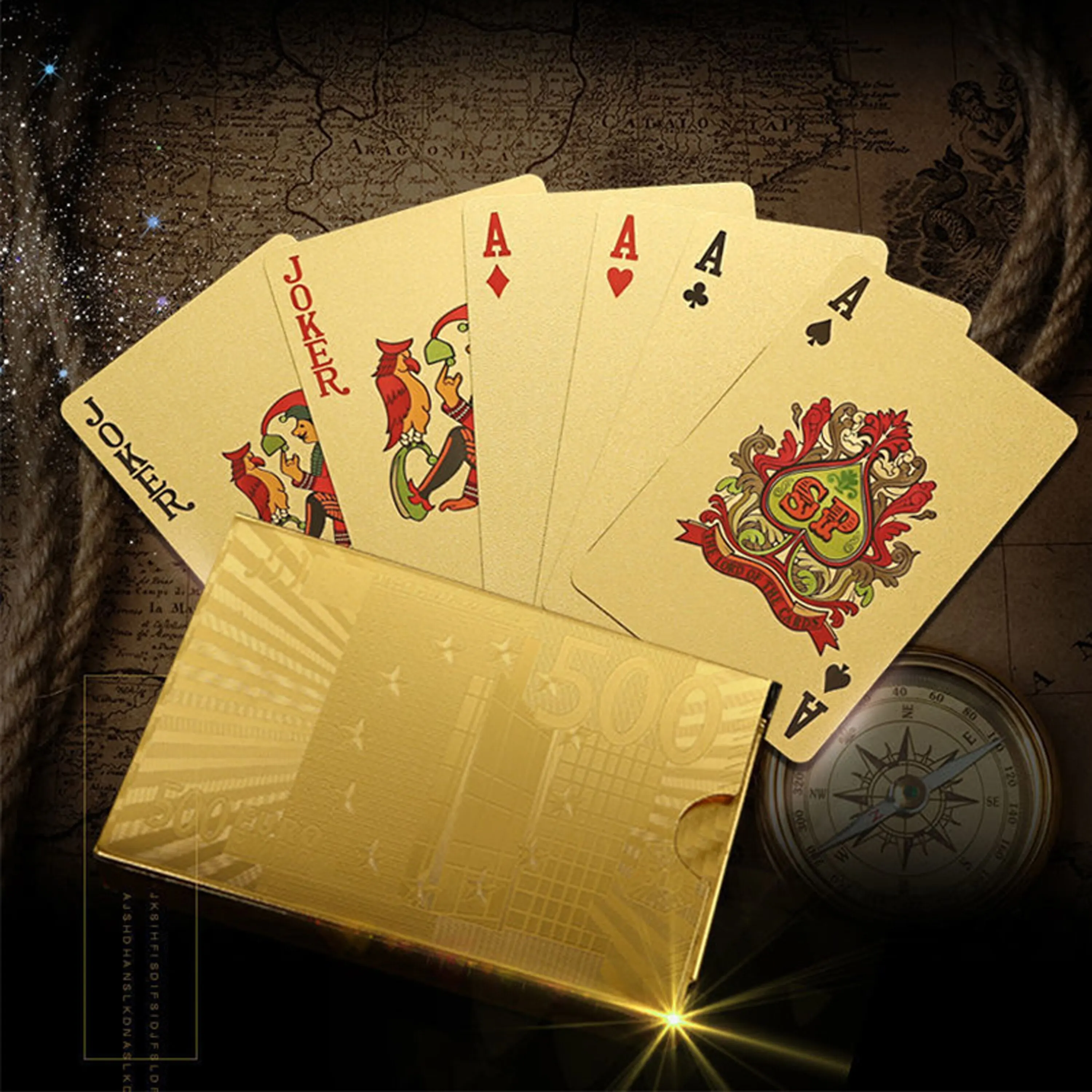 24K Gold Foil Playing Card Tuhao Gold Waterproof PET/PVC Plastic Texas Checker