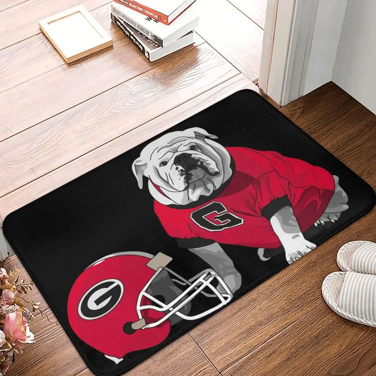 UGA Bulldog With Helmet Doormat Rug Carpet Mat Footpad Polyester Anti-slip Water Oil Proof Entrance Kitchen Bedroom Balcony