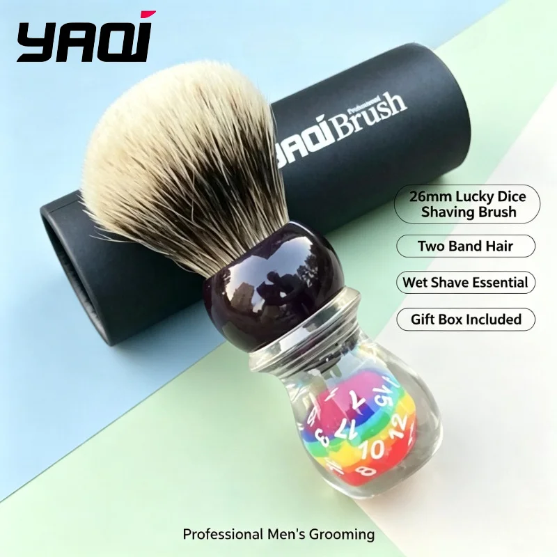 2026-yaqi-26mm-ラッキーダイス-ツーバンド-ヘアシェービングブラシ-プロフェッショナル-メンズ-ウェットシェーブ-グルーミングツール