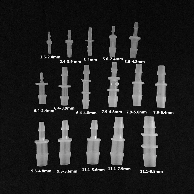 5Pcs/Pack 1.6mm-9.5mm Plastic Reducing Hose Connectors