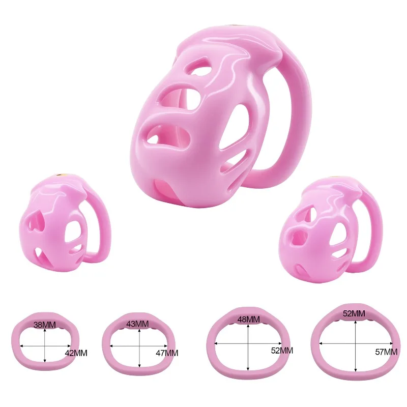A forma di amore scava fuori uomo gabbia di castità rosa blocco anelli per pene in ABS nero dispositivo di legatura del corpo inferiore sexy espulsione di ritardo Lightwear