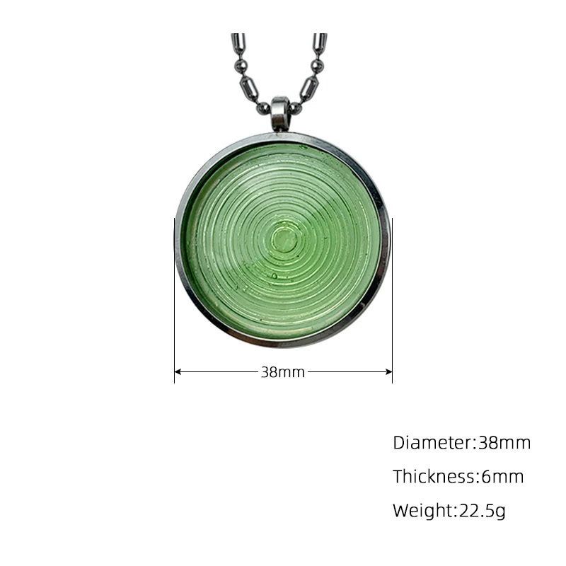 CAMAZ Newest Men\'s Jewelry Necklace Women\'s Green Glass Disc Type Pendant Necklaces Relieve Fatigue