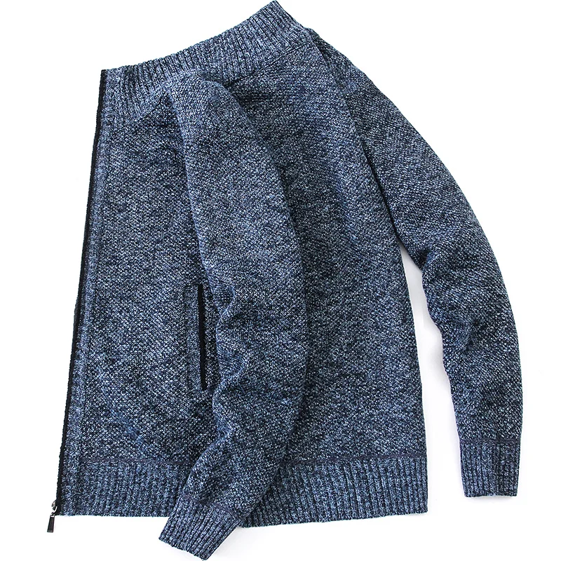

Men's Autumn Winter Thickened Knitted Cardigan with Lining And Zipper in Tweed Fabric Floral Patterned Sweater Outerwear