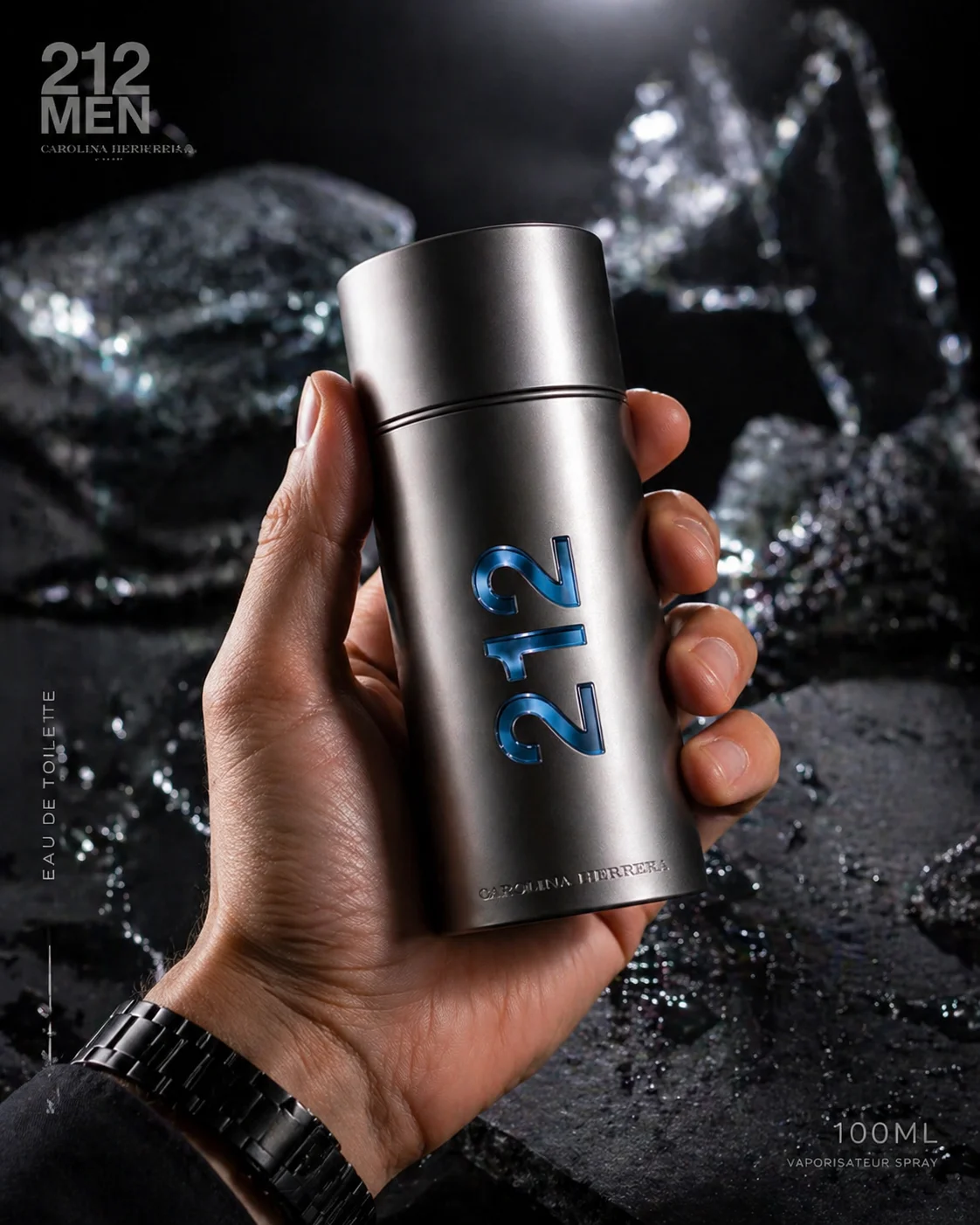 Perfume 212 Men para Hombre, Fragancia Original de Larga Duración, Spray Eau de Toilette 100ml, Colonia, Esenciales para las Vacaciones de Primavera, Regalo de Pascua