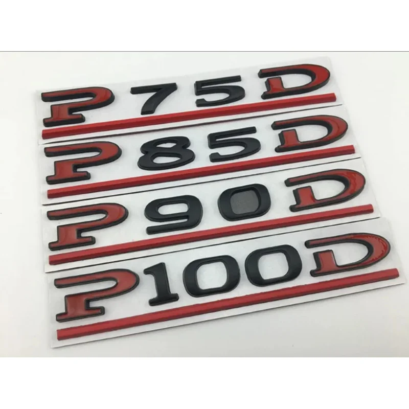 P75D P85D P90D P100D Underline ABS Letters Emblem for Tesla Model 3 Model X Model S Car Styling Trunk Badge Sticker Red Black