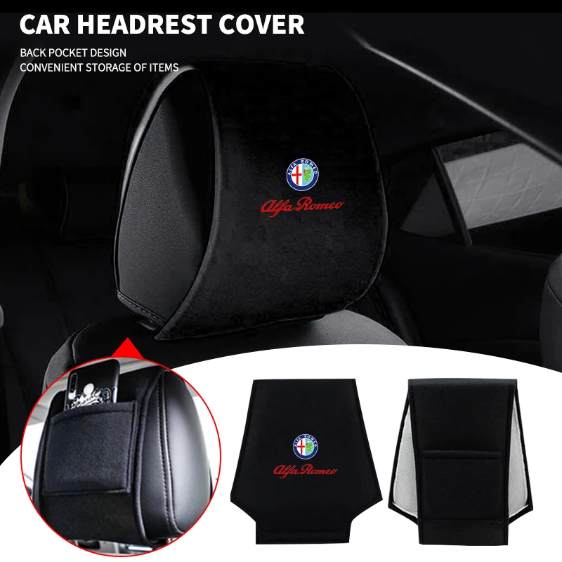 Car Headrest Cover Seat Head Pillow Neck Headrest Cover Car Stying For Alfa Romeo 159 Mito Stelvio Brera Spider Giulietta Giulia