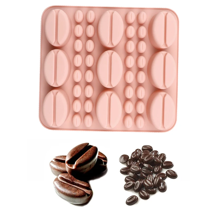 3D Coffee Beans Chocolate Mold Candy Gummy Ice Cube Tray Cake Decoration Silicone Bakeware Pastry Tools Kitchen Baking Wax Melts