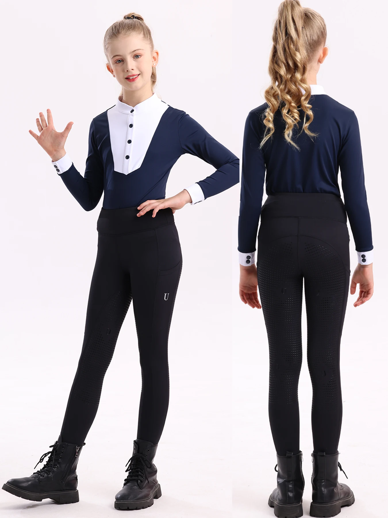 Summer children's equestrian pants high elasticity knitted children's horse riding pants full silicone