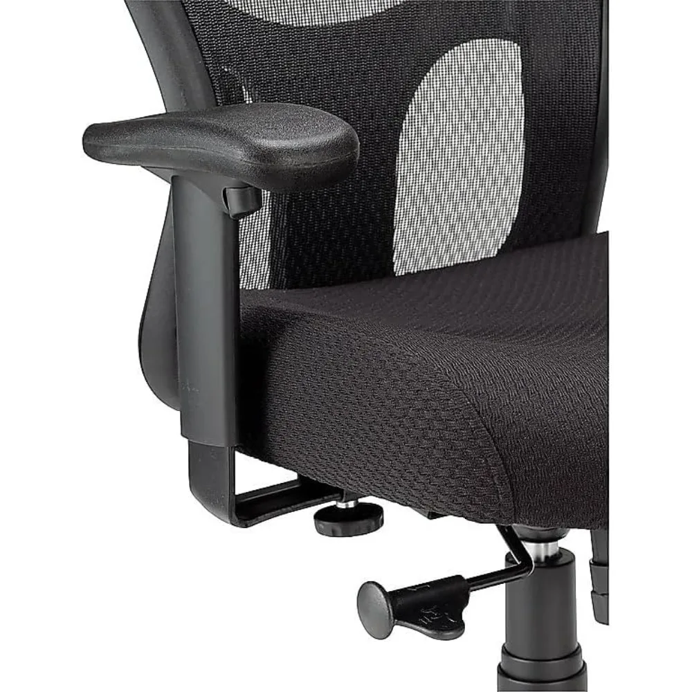 Silla ergonómica de malla transpirable que soporta pesas grandes, ruedas silenciosas, silla de tarea negra