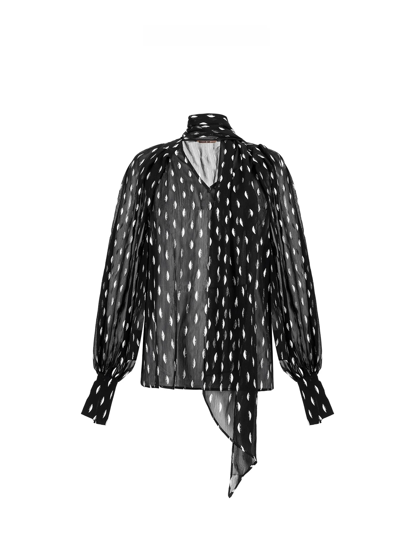 

Рубашка в горошек Maggie Ma с V-образным вырезом и рукавами-фонариками во французском стиле, свободного кроя, с длинными рукавами, женская, премиум-класса, модная, весна 2026