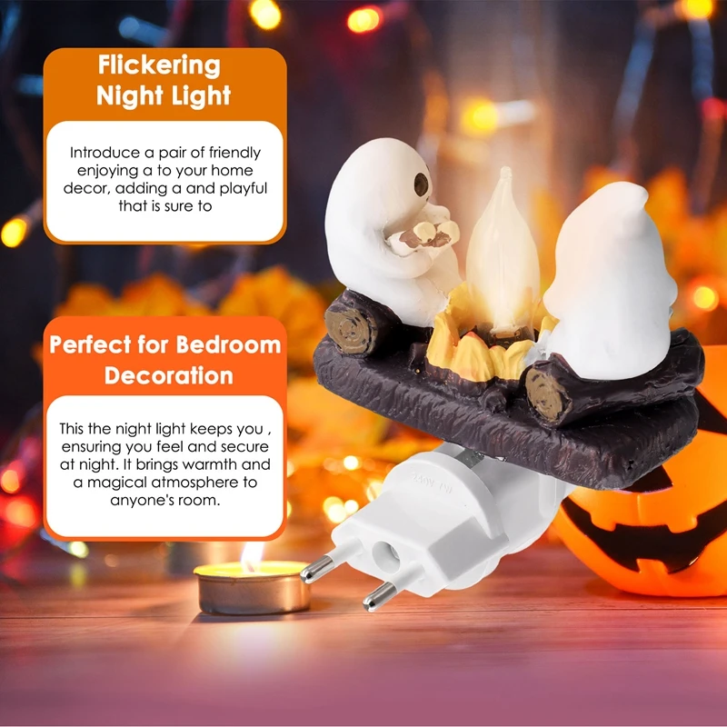 

Ghost Campfire Flickering Night Light 3D Campfire Ghost Nightlight Ghosts Roasting Campfire S 'Mores Flicker Flame Light