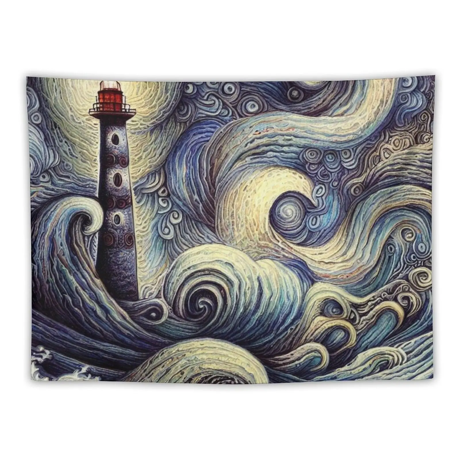 

Lighthouse and waves Tapestry Wall Carpet Wall Hanging Wall Hanging Tapestry