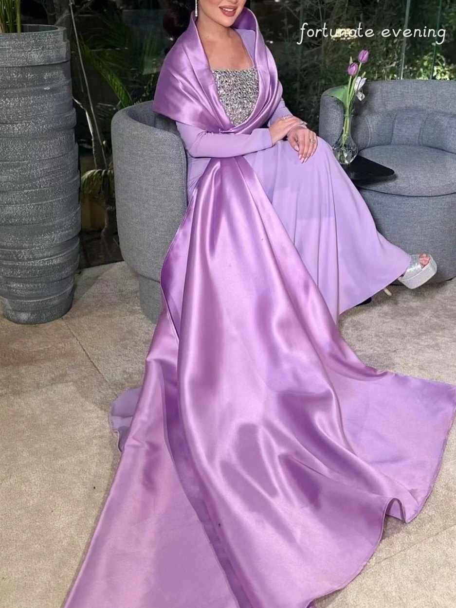 Fortunate Evening Elegant Vintage Sweet Purple Shiny Beading Mermaid Ruffle Formal Occasion Prom Dress Evening Party Gowns