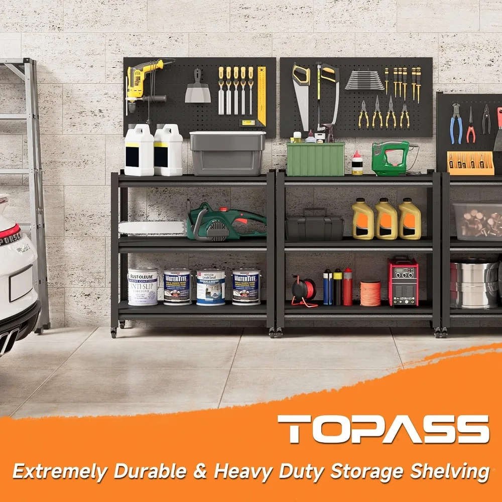 Heavy Duty Workbench with Pegboard, Adjustable Metal Work Table on Wheels, 48