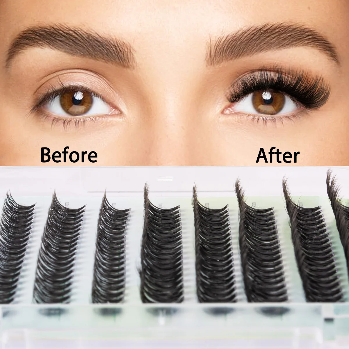 Kit per ciglia finte Lunghezza mista Estensione ciglia con legame e sigillo Pennello per rimozione pinzette Facile applicazione Regalo per trucco a molla